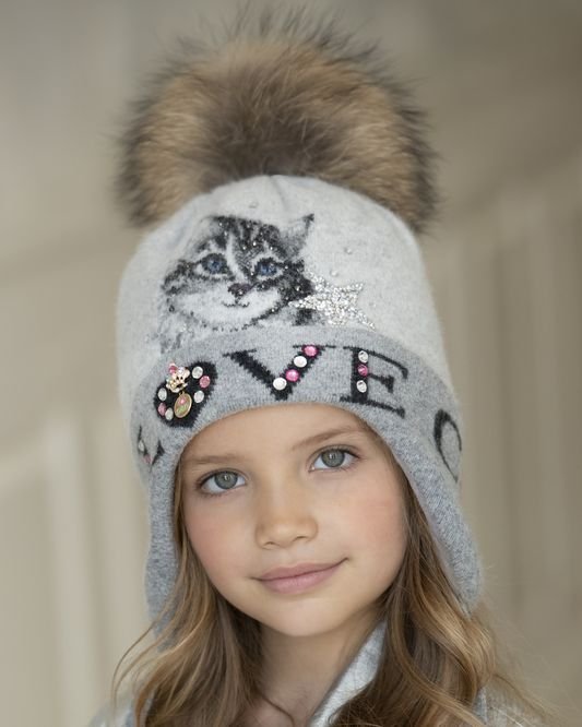 Pom Pom  Beanie/ Winter hat with pompom " Katty"